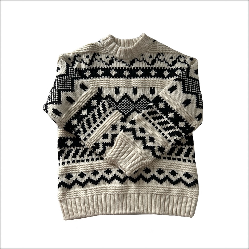 H&M Black & Cream Patterned Sweater